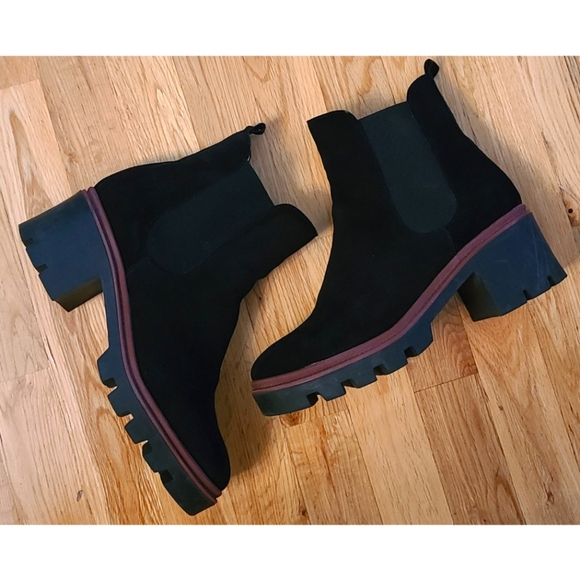 Antonio de Faria Black Suede Leather Chunky Chelsea Boots Size 8 - Picture 2 of 12